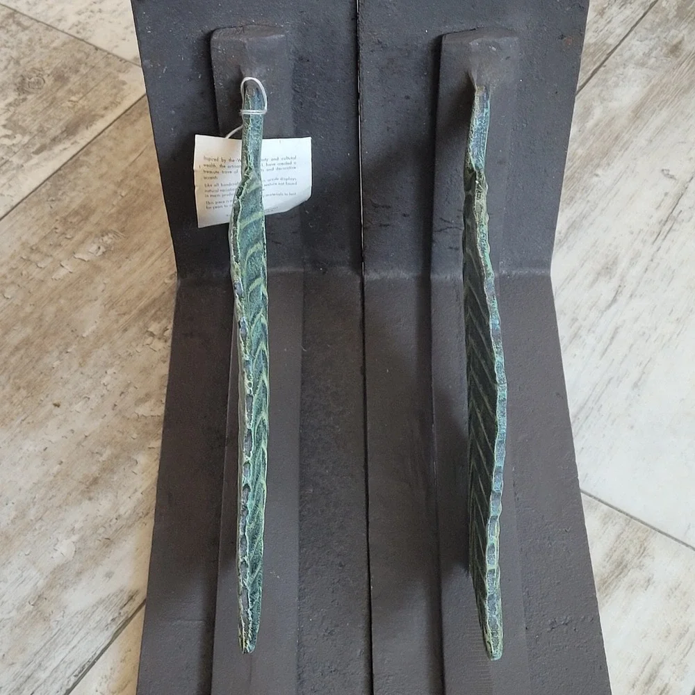 SPI Home Verdigris Leaf‎ Heavy Cast Iron Bookends - NWT Botanical Garden Natural